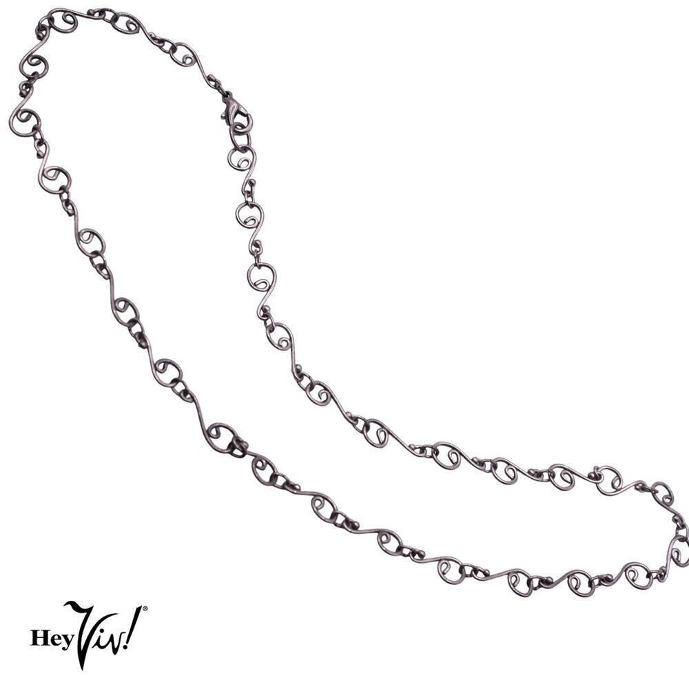 Vintage Choker Necklace Made From Fine Wire Linked Curlicues 16" Long - Hey Viv